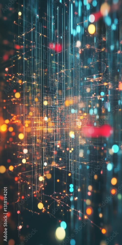 Aufkleber this abstract digital artwork features glowing particles and colorful lights creating a vibrant and 