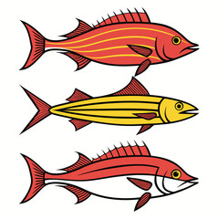 Ocean Fish Silhouettes Swordfish, Grouper, Snapper, and Haddock Set