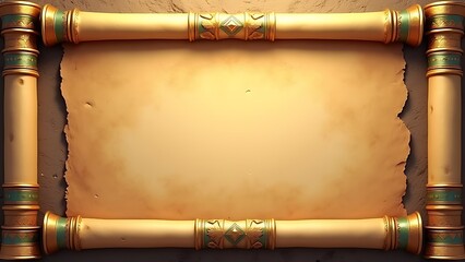 egyptian papyrus game ui frame antique asset with hieroglyphs