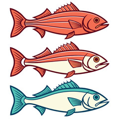 High Quality Vector Set of Swordfish, Grouper, Snapper, and Haddock Silhouettes