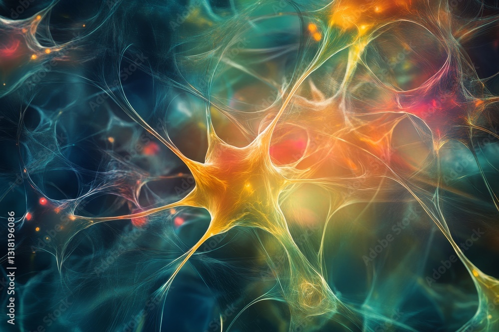 Poster explore a captivating abstract visualization depicting neural networks with a minimalist approach, s
