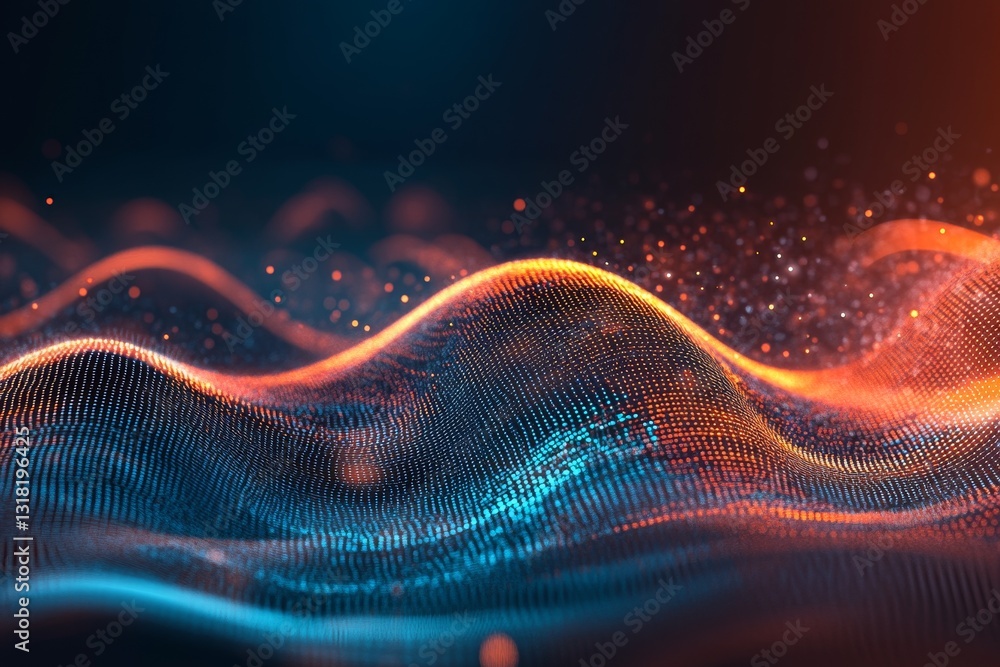 Canvas Prints a wave of colorful, glowing dots that appear to be floating in the air