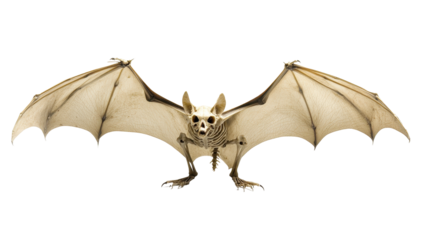 A detailed skeleton of a bat showcasing its unique features. transparent background