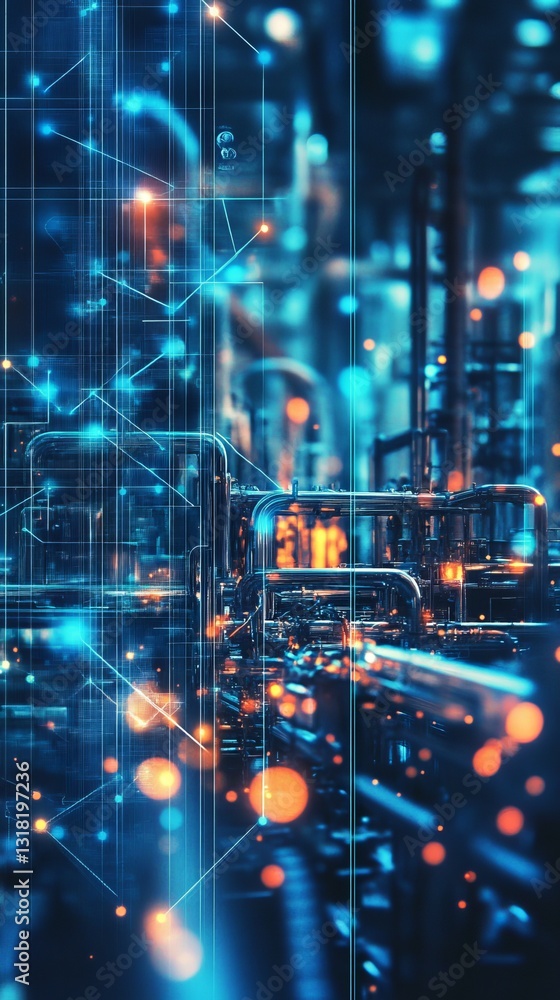 Aufkleber explore an abstract representation of industrial iot showcasing interconnected systems and modern te