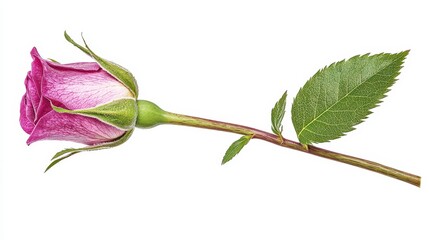 Obraz premium Pink Rose Bud Isolated on White