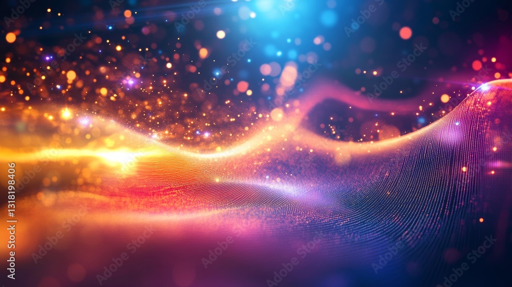 Poster a colorful, abstract background with a bright orange line. the background is filled with bright colo