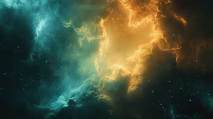 Nebula with blue and orange hues