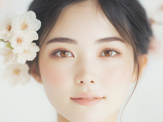 Fototapeta premium 美しい若い女性 美容、健康の広告デザインに最適な人物素材 コピースペース
