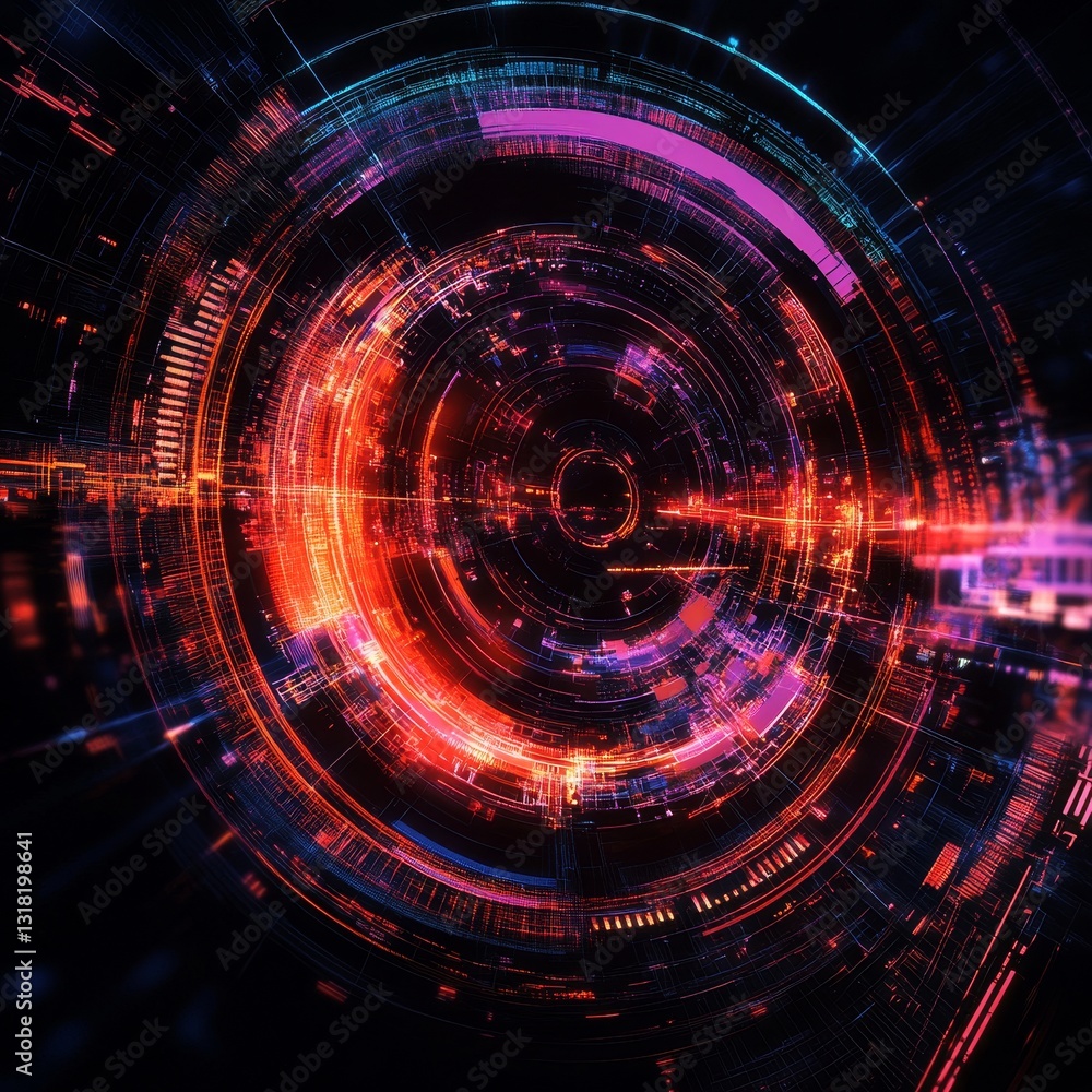 Poster explore a stunning abstract background depicting technological advancements, featuring vibrant color