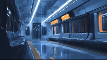 Picture of empty seats on the train with no passengers