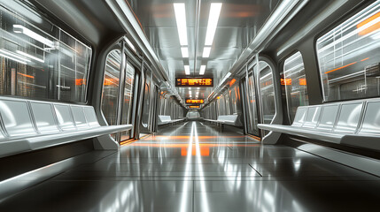 Picture of empty seats on the train with no passengers