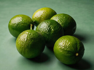 Lemons set against a solid green background, ideal for posters.