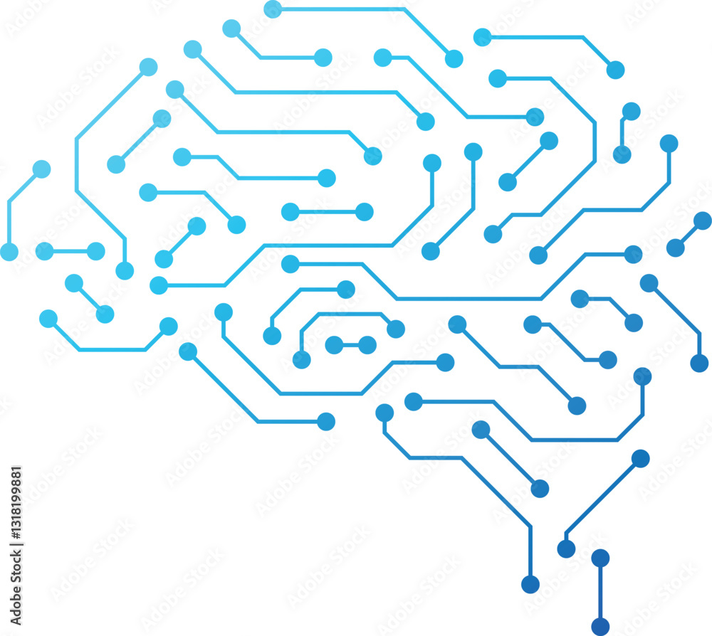 Aufkleber electronic brain circuit ai technology concept. digital ai brain. ai technology artificial general i
