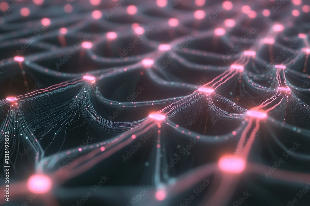 Poster explore a mesmerizing abstract background featuring neural network designs and bright connections. i