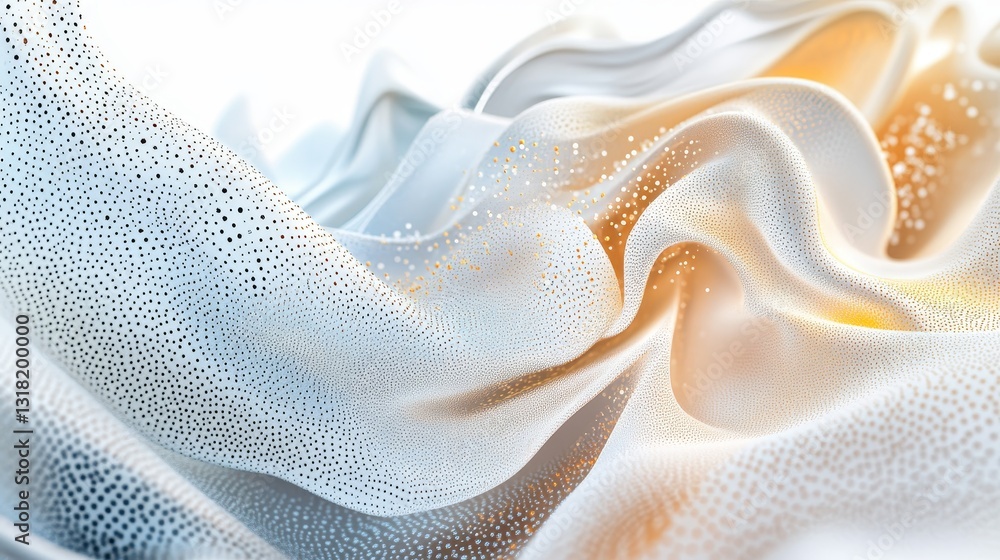 Poster this abstract image features a flowing wave pattern with light tones and soft textures, creating a s
