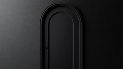 Mysterious Black Arch Doorway Against Dark Wall