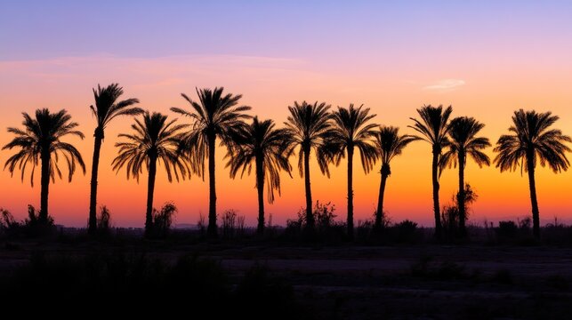 beautiful sunset silhouette palm tree
