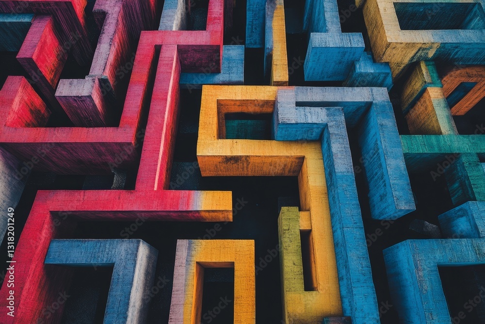 Poster explore a captivating aerial view of colorful abstract structures, showcasing intricate patterns and