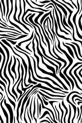 Explore this striking black and white zebra print pattern featuring dynamic stripes and flowing textures, perfect for creative backgrounds and designs.