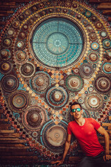 Travel people enjoy beautiful Thailand temple Wat Phra Thart Pha Sorn Kaew  in the north Thailand, Asian culture and religion