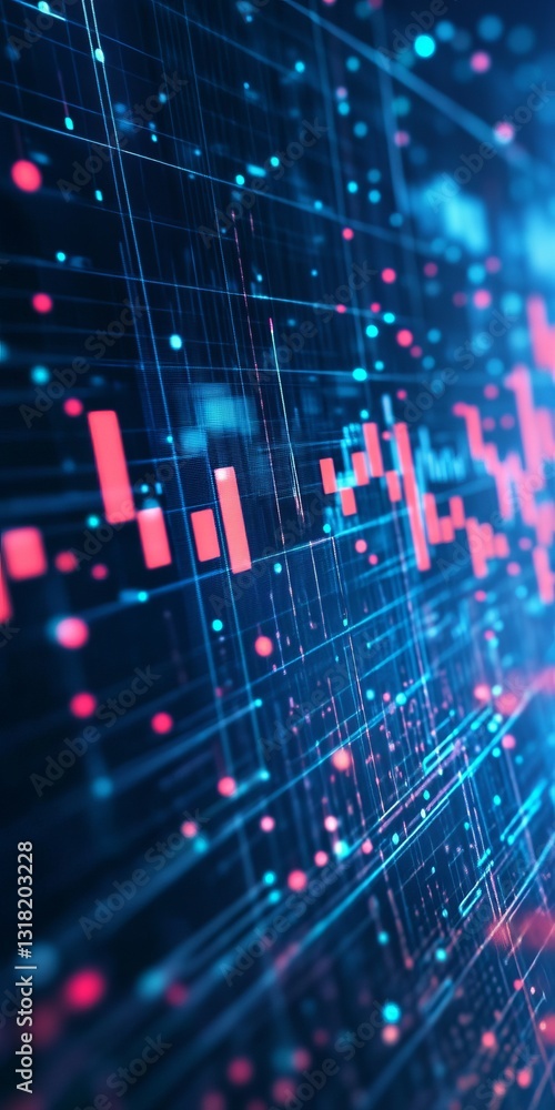 Poster dynamic digital graph visualization in futuristic technology interface design