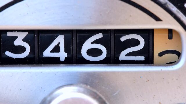 Mechanical Odometer Slowly Advances From One To Three