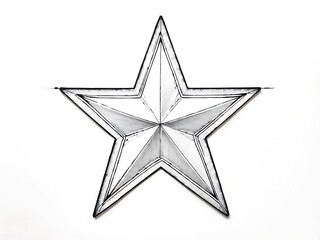Hand-Drawn Silver Star on a White Background