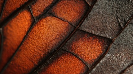 Macro photograph of a leaf with intricate veins and textures clearly visible