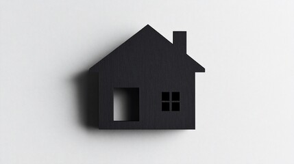 Minimalist Black House Silhouette on White Background: Home Sweet Home Concept