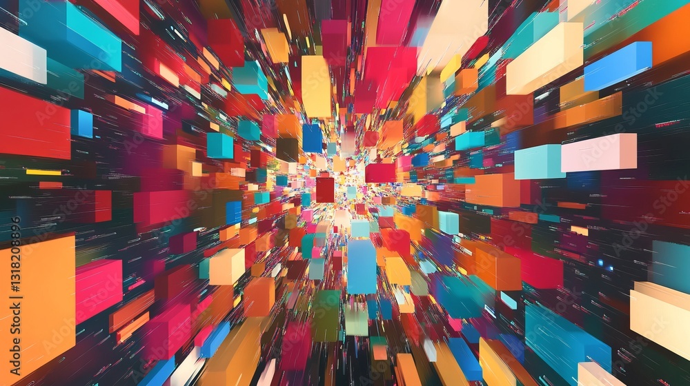 Poster experience the vibrant energy of this colorful abstract background, filled with dynamic shapes that 
