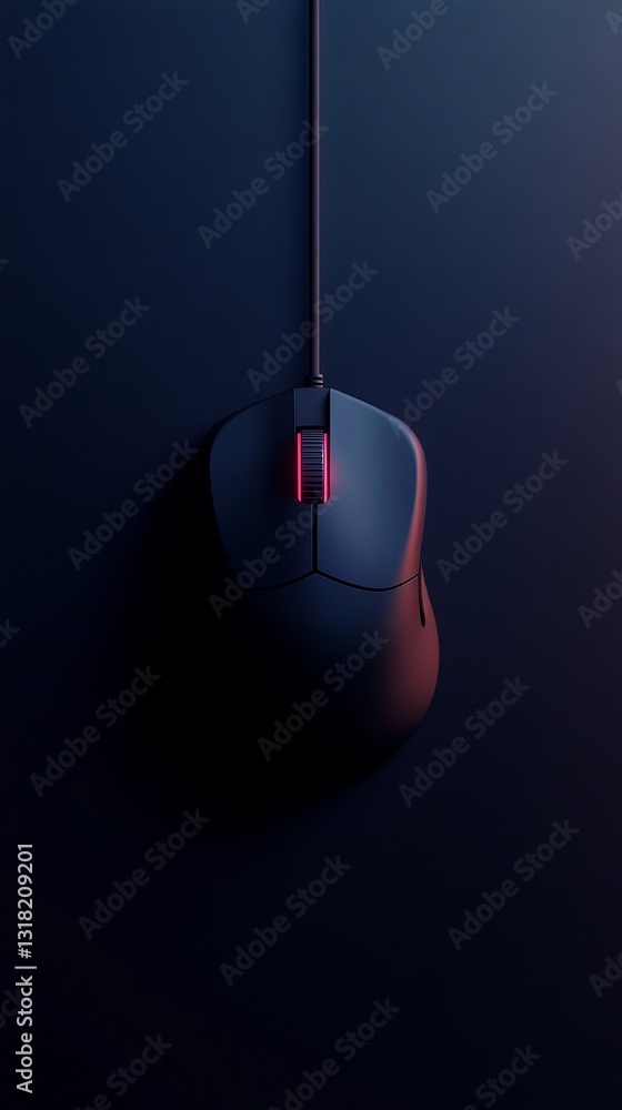 Poster a black computer mouse with a red button on the top.