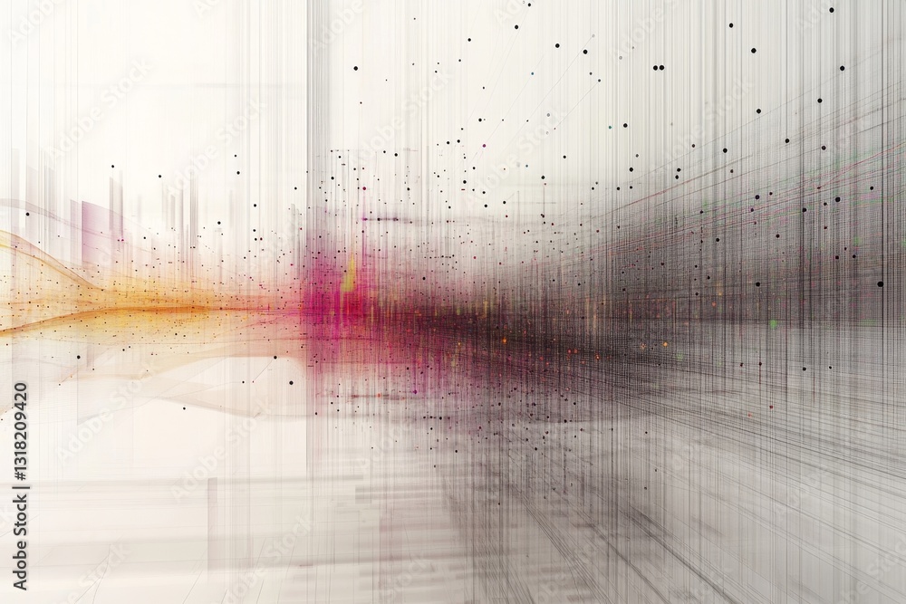 Aufkleber a blurry image of a cityscape with a pink and orange line running through it. the image is abstract 