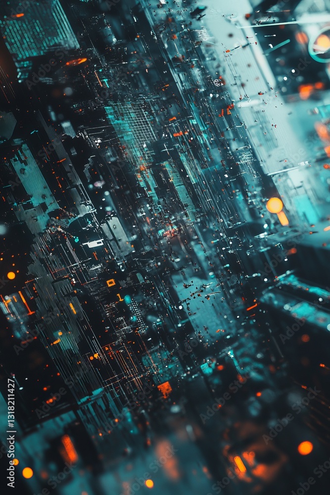Poster explore a captivating abstract background that illustrates a dark technology network. ideal for iot 