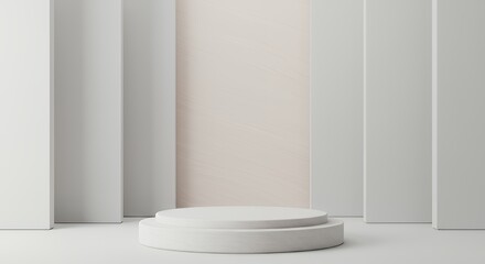 Fototapeta premium Minimalist White Display Stage with Smooth Background for Presentations