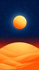 Fototapeta premium A yellow moon is in the sky above a desert landscape