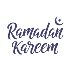 Ramadan Kareem typography vector art isolated on white background. Islamic greeting text in English for holy Ramadan.