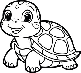 cartoon cute turtle animal illustration vector