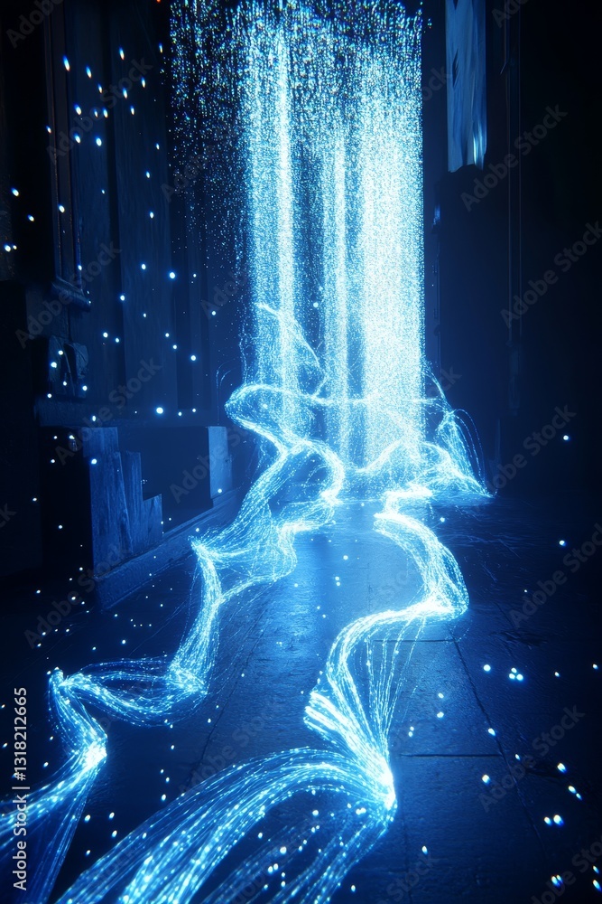 Canvas Prints this striking image showcases an ethereal blue light flow, creating a captivating atmosphere. partic