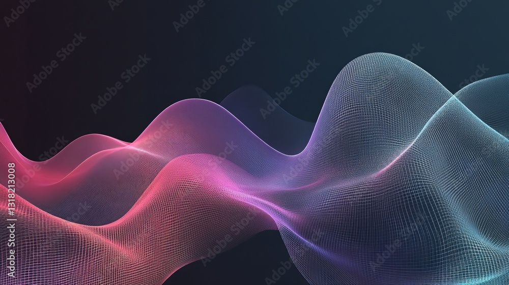 Poster explore dynamic data streams visualized through vibrant waves and colors, representing the essence o