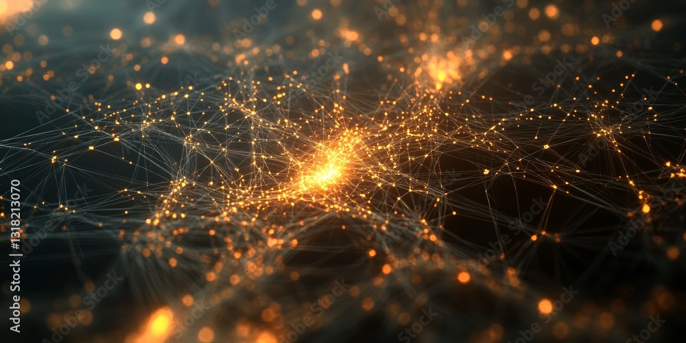 Poster this intricate abstract image showcases a glowing network of nodes and connections, creating a vibra