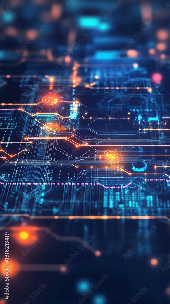 Poster explore a vibrant diagonal layout showcasing iot connections in a flowing pattern. this abstract des