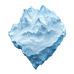 Obraz premium Floating iceberg mass with rugged icy peaks is suspended against a pure transparent background for conceptual design work.
