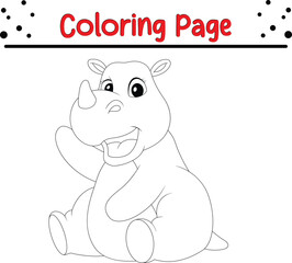 Rhino animal coloring book page 