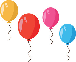 Colorful decorative balloons for Celebratory Events and Festivities. Balloon in cartoon style. Bunch of balloons for birthday and party. Vector Illustration.