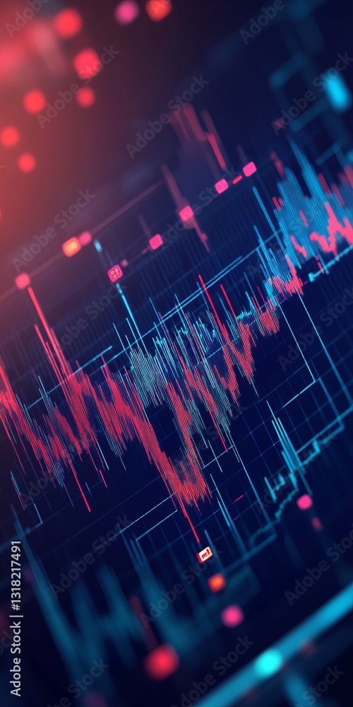 Poster dynamic digital display of stock market data and financial analysis