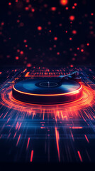 Futuristic Turntable with Neon Lights and Digital Effects – Sci-Fi DJ Concept
