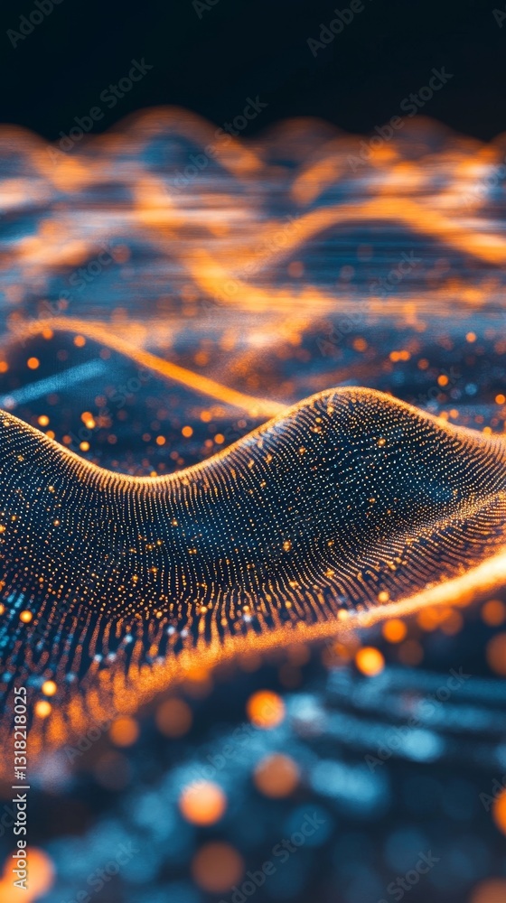 Canvas Prints a computer generated image of a wave with orange and blue colors. the image has a futuristic and abs