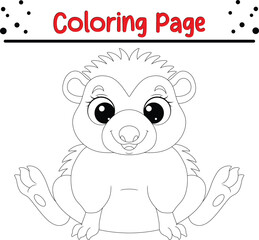 Hedgehog Coloring Page. Jungle animal coloring book