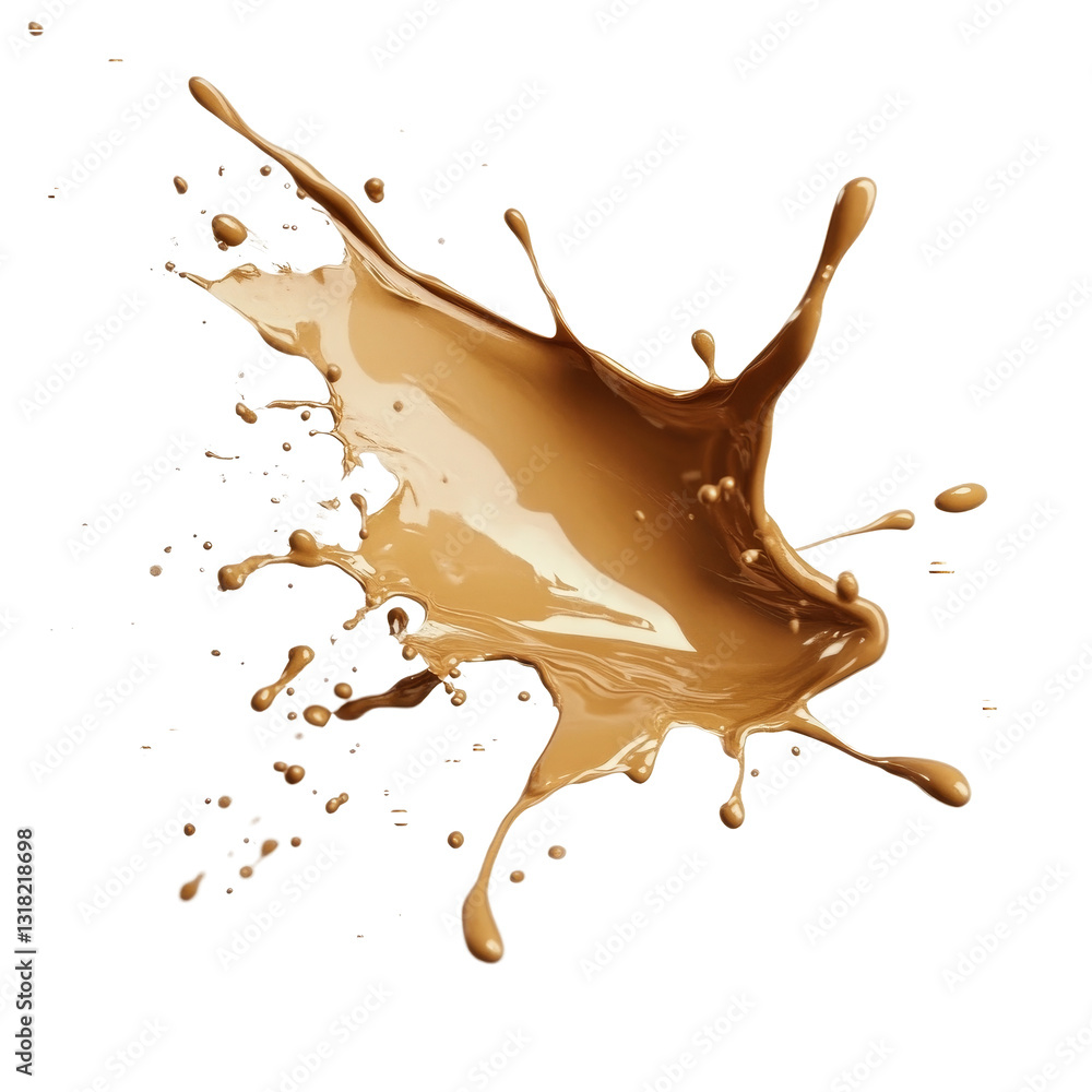 Poster soft brown paint splash creating an artistic design on a clean transparent backdrop highlighting cre