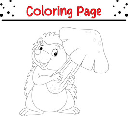 Hedgehog Coloring Page. Jungle animal coloring book